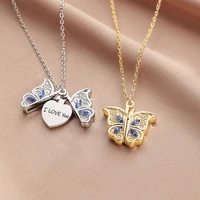 2022 butterfly i love you heart luckly butterfly necklace for women girl birthday anniversary gift senior heart necklace jewelry