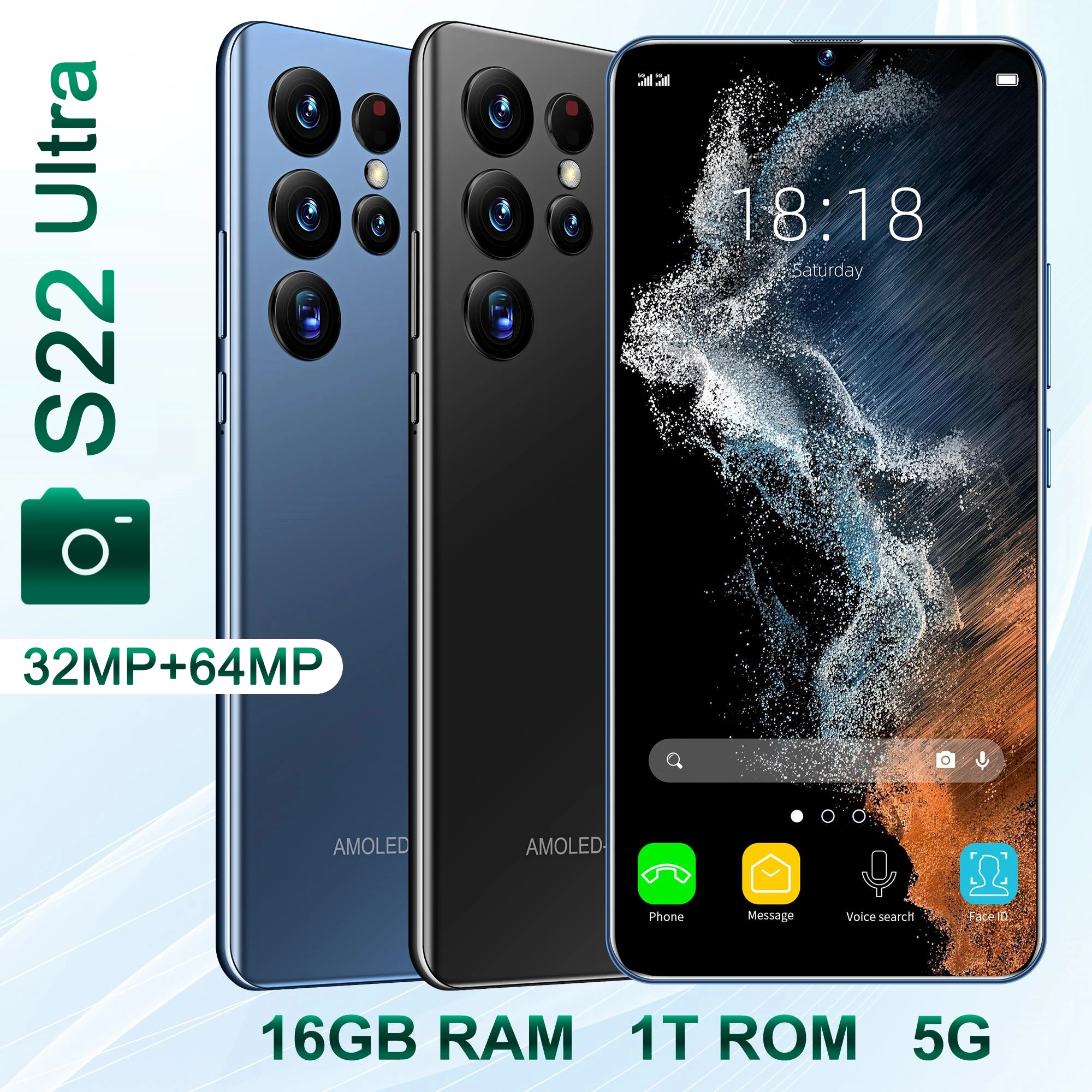 Смартфон S22, экран 6,7 дюйма HD, 4G, телефон с двумя Sim-картами, оригинальные разблокированные мобильные телефоны на базе Android 12, 64 мп, 6800 мАч, сотов...