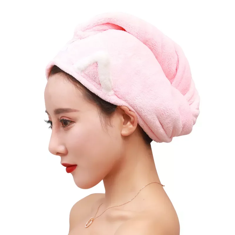 

1Pcs For Adult Kids Cute Dry Hair Cap Bath Towels Breathable Quick-drying Soft Coral Fleece​ Bathroom Supplies