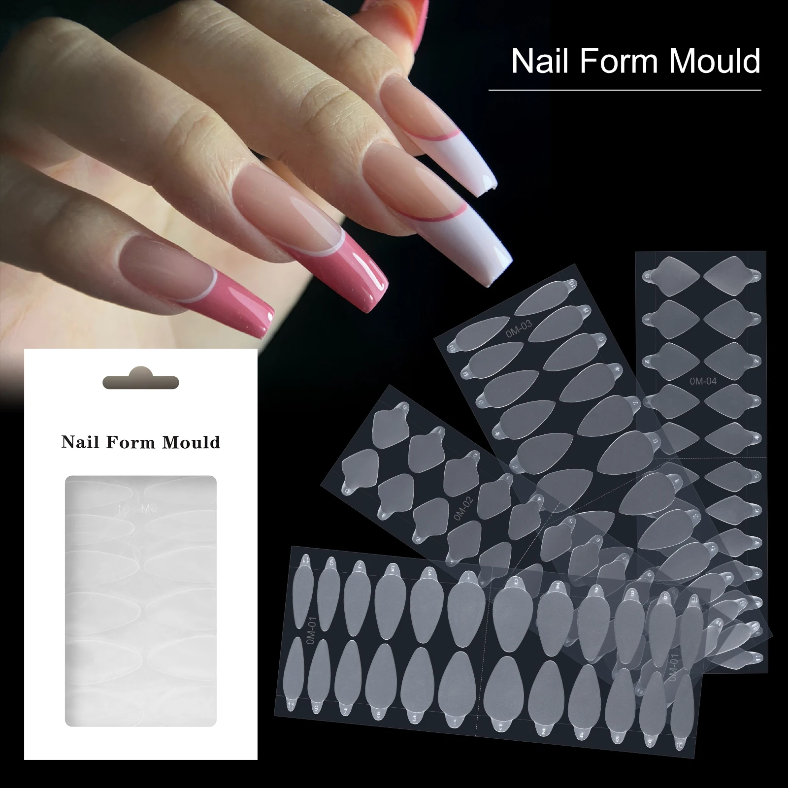 

24pcs French Forma Dual Sticker Acrylic Adhesive French Line for Dual Forms False Tips Poly Nail Gel System Extension Nail Mold