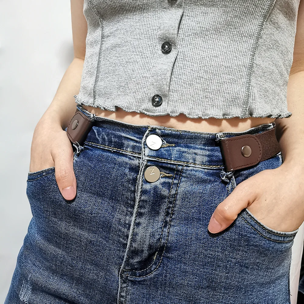 

No Buckle Stretch Elastic Waist Belts Women Jeans Pants Buckle-free Waistbands Invisible Belts Unisex