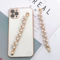 new diy mobile phone case jewelry inset diamond pearl bracelet alloy hanging chain fashion mobile phone drop proof accessories