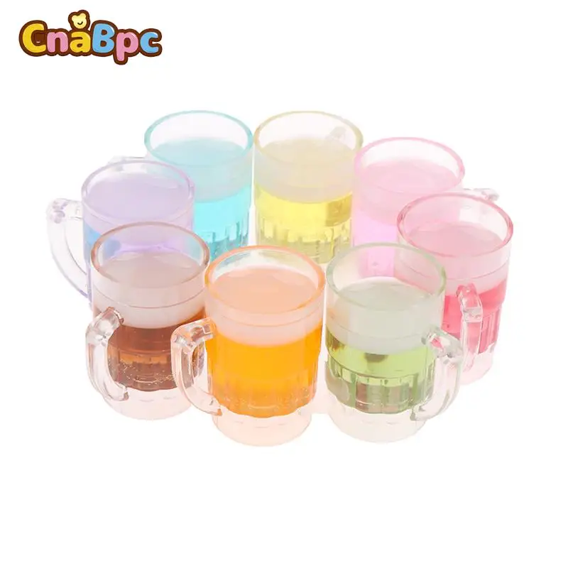 

2Pcs 1/12 Dollhouse Miniature Beer Mug Mini Draught Beer Lemon Cup Drinks Toy for Doll House Decor DIY Wine Bottle Accessories