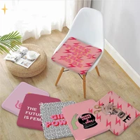 feminist fashion art pink girl power multi color dining chair cushion circular decoration seat for office desk cushion pads