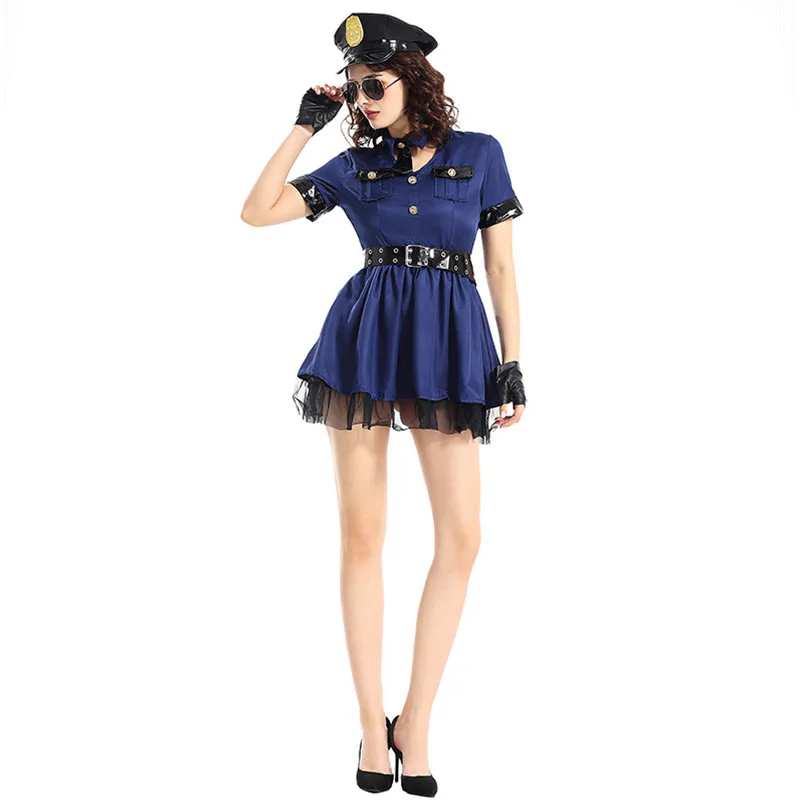 Синие женские костюмы на Хэллоуин полицейские юбки женское платье для карнавала
