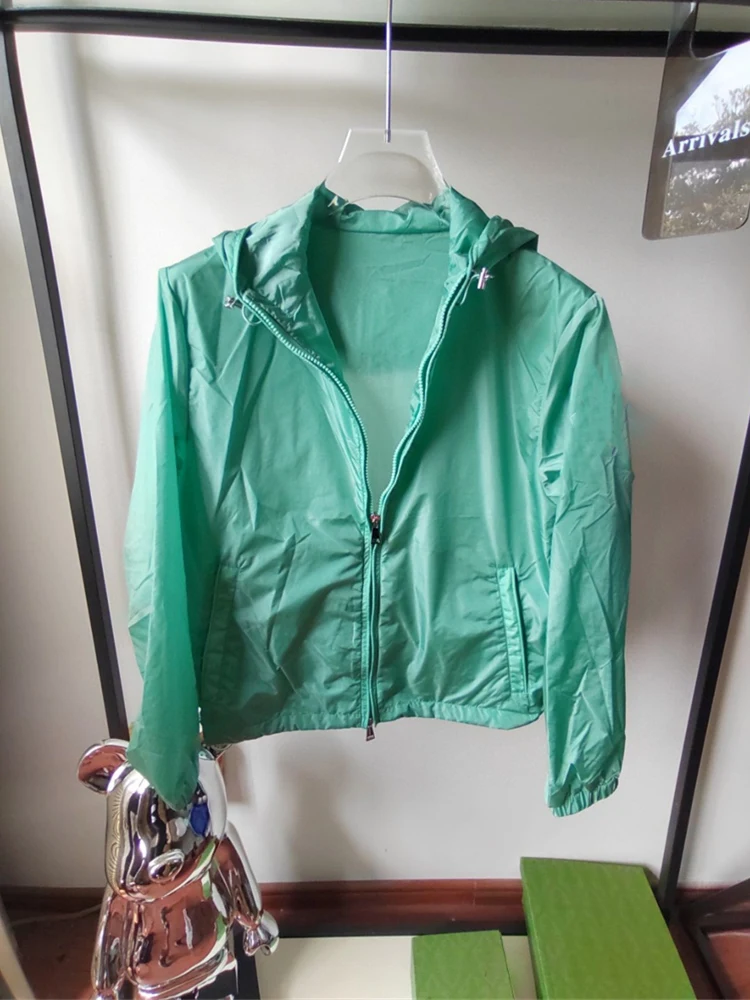 

Women Summer Sun Protection Jackets Solid Color Thin Oversize Hooded Trench Female Casual Outdoor Coats
