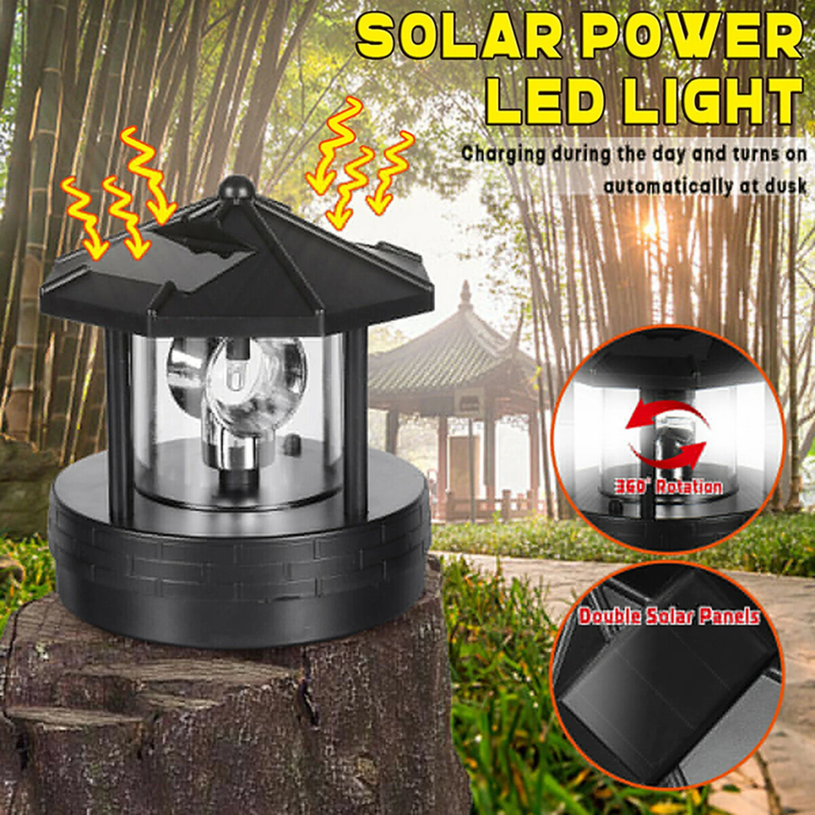 

Waterproof Garden Solar Rotating Lamp Waterproof Energy Saving Garden Light for Outdoor Decoration Supply