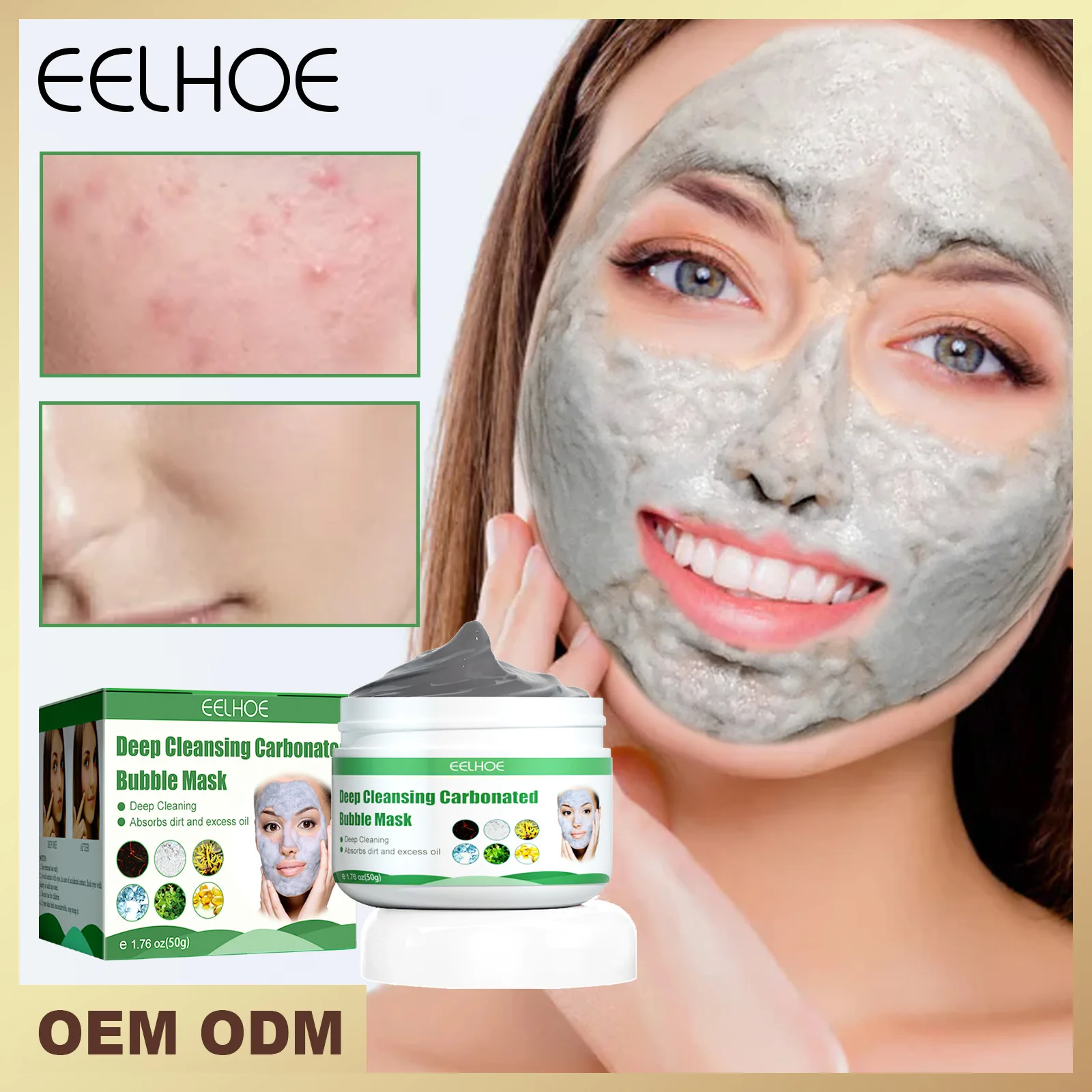

EELHOE Deep Bubble Cleansing Mask For Blackheads Pimples Nourishing Gentle Applicator Oxygen Cleansing Mud Mask Skin Care 50g