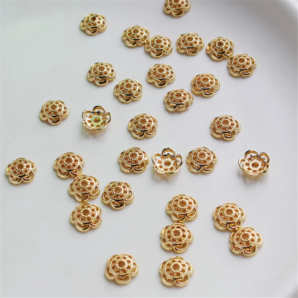 

14K color-preserving gold beads with flower holder series diameter 8mm flower holder DIY accessories 100pcs