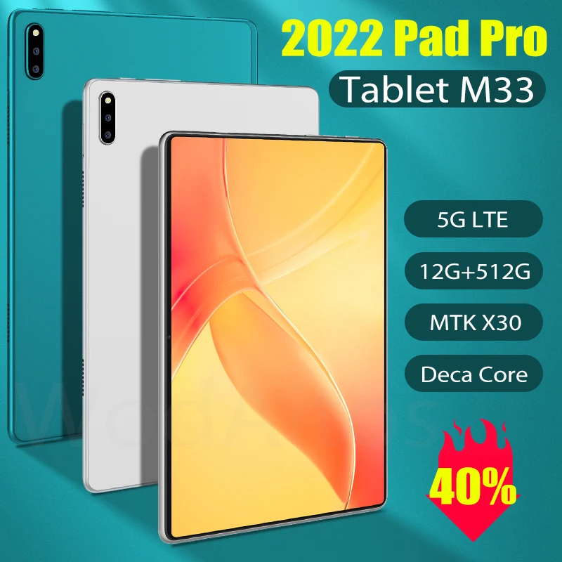 2022 New Tablet M33 SIM 5000mAh 512GB ROM Android 10 Pad GPS 10.1 Inch Tablette Study Office Laptop 4G Network Global Version PC