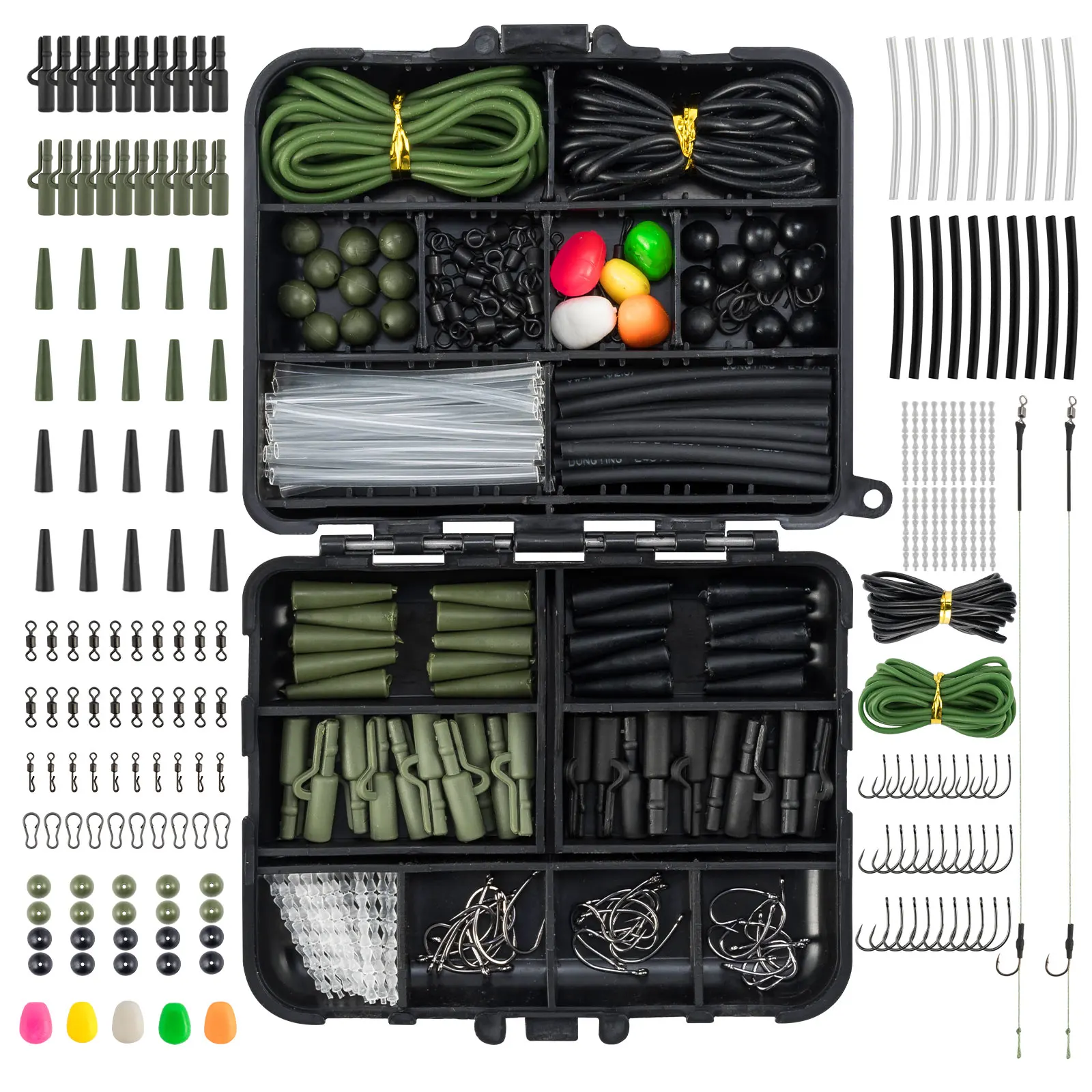 278/280/312pcs Carp Fishing Tackle Kit Fishing Swivel Snaps Hooks Anti Tangle Sleeves Safety Clips Carp Fishing Accessories