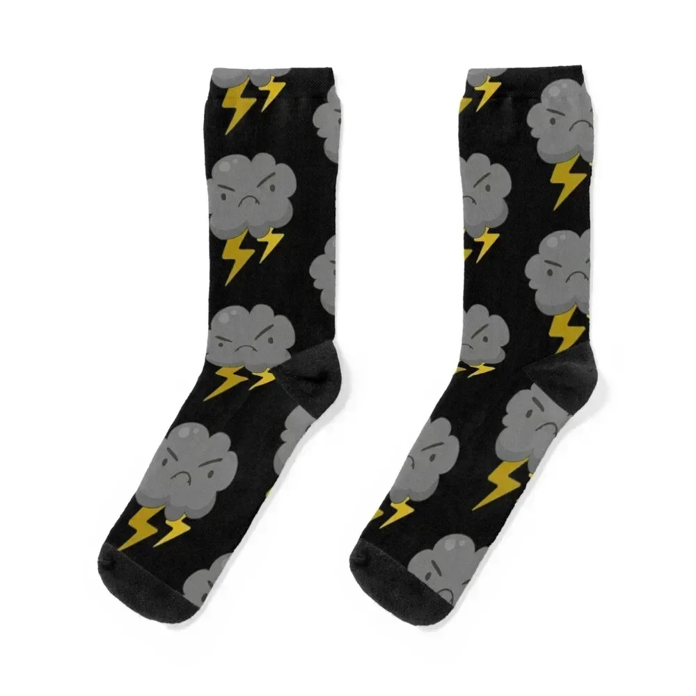 Angry Cloud With Lightning Thunderstorm Weather Socks роскошные женские носки для бега мужские