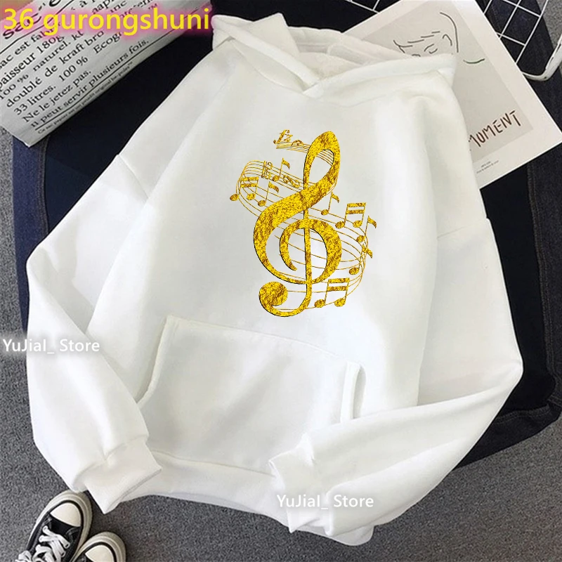 Женские толстовки Golden Music Note Print из полиэстера