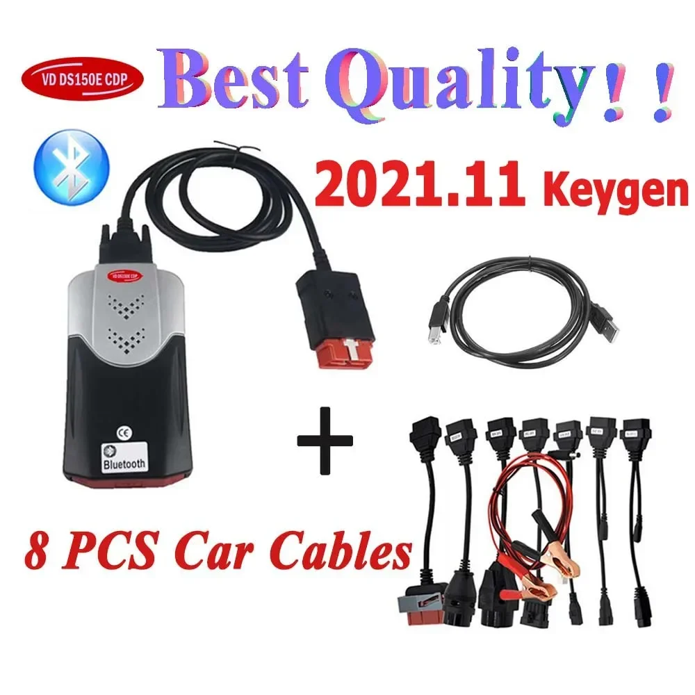 Новинка 2024 года VCI 2021 11 генератор ключей Vd Ds150e Cdp USB с Bluetooth для TNESF DELPHIS ORPDC Obd2 сканер