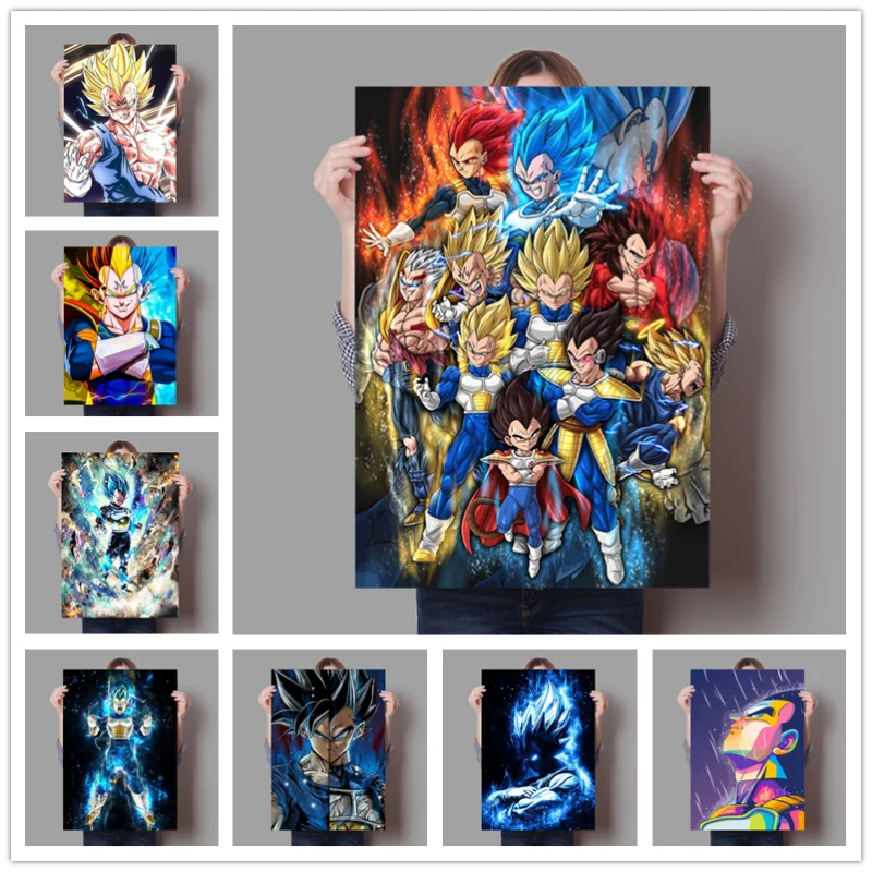 Купи Anime Classic Poster Dragon Ball Painting Super Saiyan Vegeta Canvas No Frame Wall Art Prints Decor Bedroom Home Picture Bandai за 371 рублей в магазине AliExpress