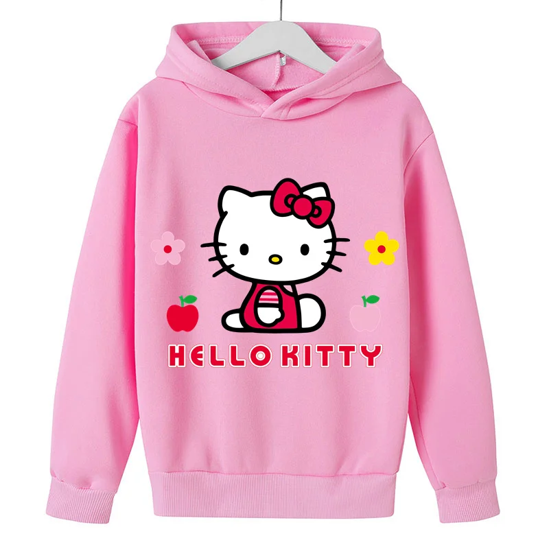 

Spring Autumn Baby Boys Girls Clothes Cotton Hooded Hello Kitty Sweatshirt Children's Kids Casual Sportswear Casual Sport Clothi