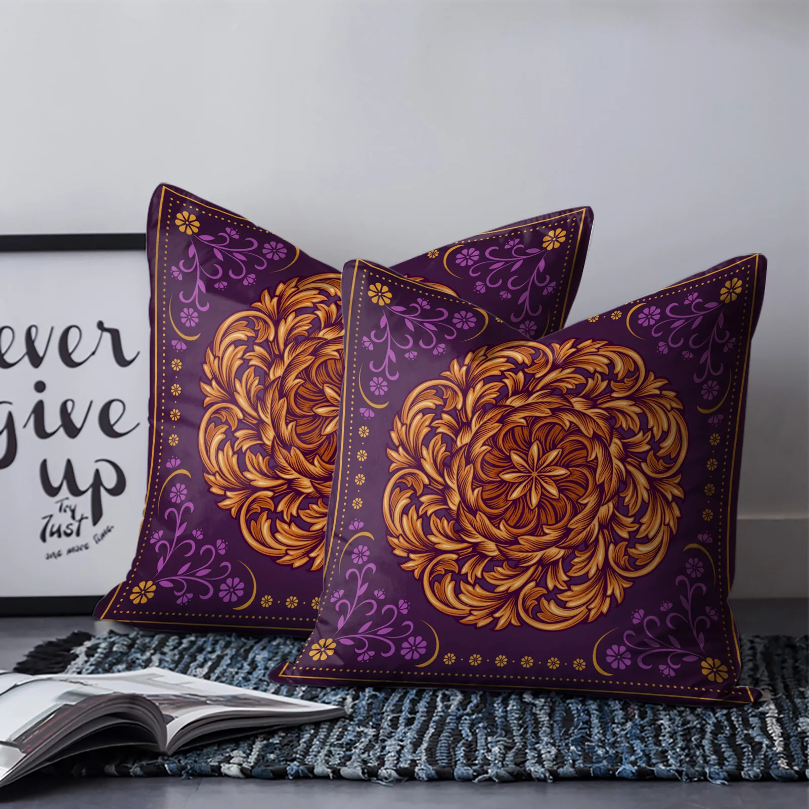 

Наволочка фиолетовая Мандала для дивана, спальни, балкона