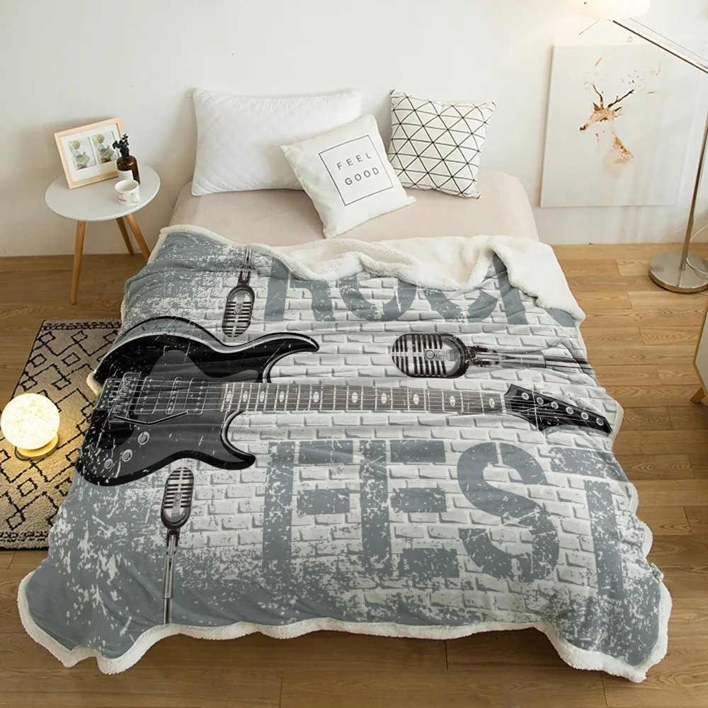 Зимнее теплое Флисовое одеяло с музыкой рок-гитары детское домашние кашемировые