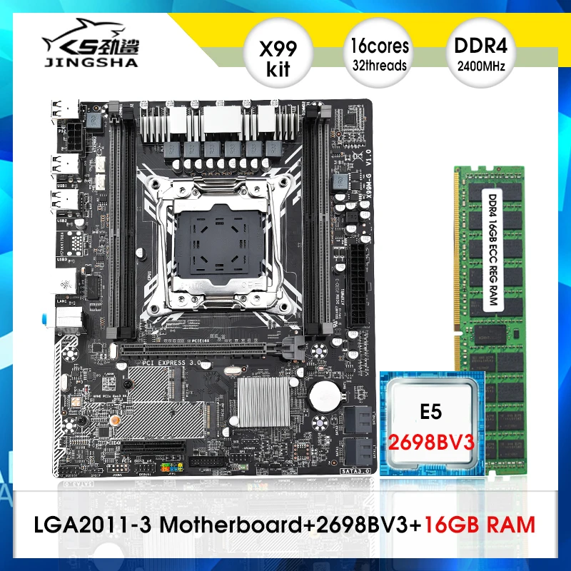 

JINGSHA X99 M-G системная плата в комплекте с xeon E5 2698B V3 cpu Процессор 16GB (1*16gb 2400MHz ) ddr4 REG RAM набор