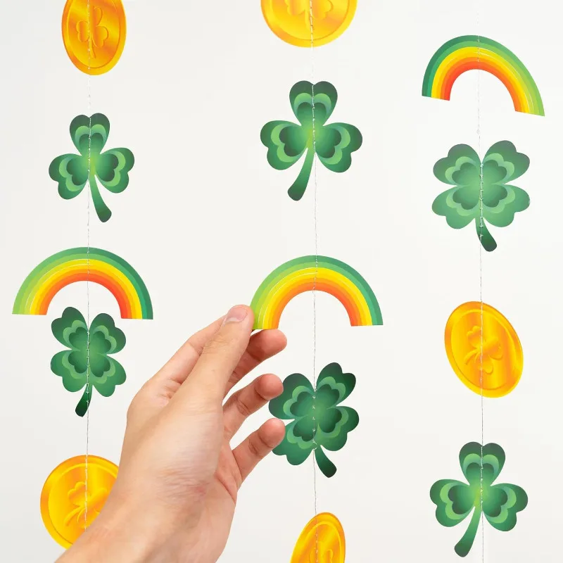 4 шт. День Святого Патрика зеленое золото клевер радуга золотая монета подвесные