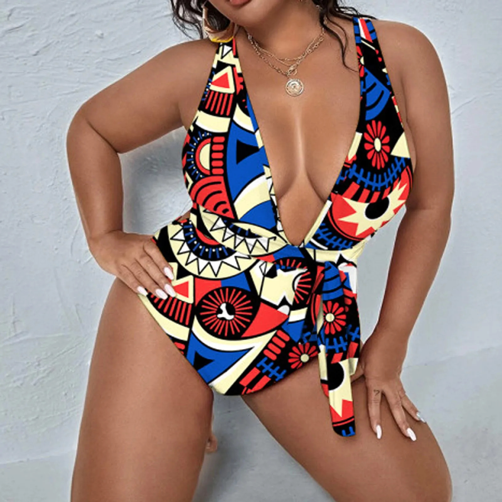 

One Piece Swimsuit Women Plus Size Swimwear Retro Vintage Bathing Suits Beachwear Print Swim Wear Monokini Bathing Suit Bodysuit