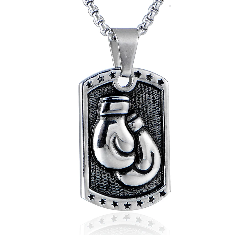 

Gym Fitness Boxing Gloves Stainless Steel Men's Necklace Pendant Chain Boyfriend Men's Jewelry Gift Wholesale