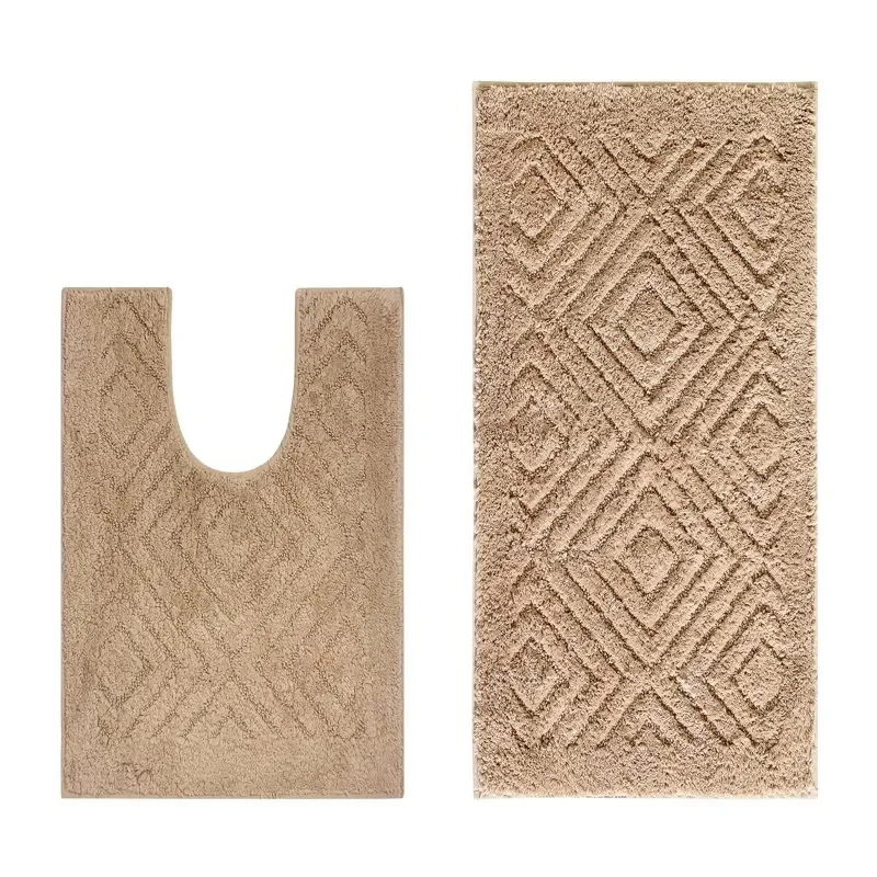 

& Brown Durable Luxury Soft Home Bathroom Rugs Absolutely Luxurious Durable Polyester 2 Piece Bath Rug Set - Soft, Homey Beige