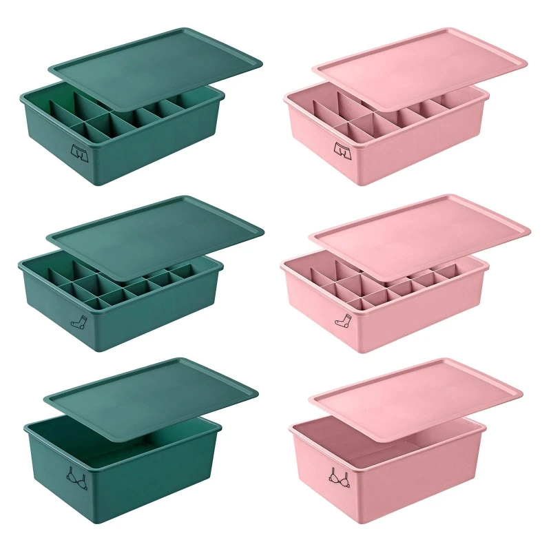 

Ящик для хранения нижнего белья с отделением для крышек, органайзер для носков, бюстгальтеров и брюк для дома, спальни, общежития, органайзе...