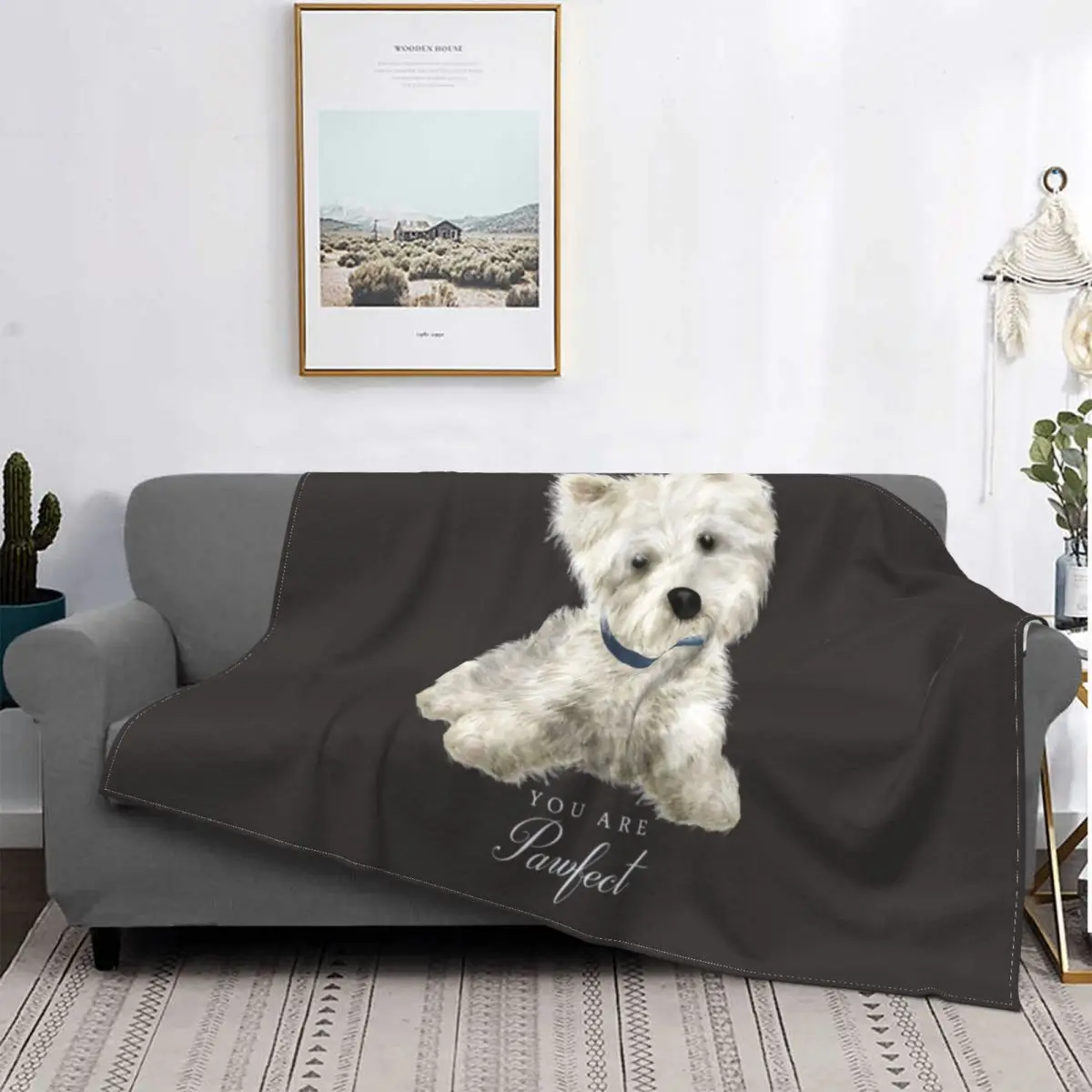 

Terrier Dog Blanket Soft Flannel Fleece Warm Cute Westie Puppy Throw Blankets for Home Bed Couch Bedspreads West Highland White