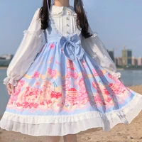 2022 new sweet princess lolita dress bear strawberry cake print jsk suspender dress vintage kawaii victorian gothic loli palace