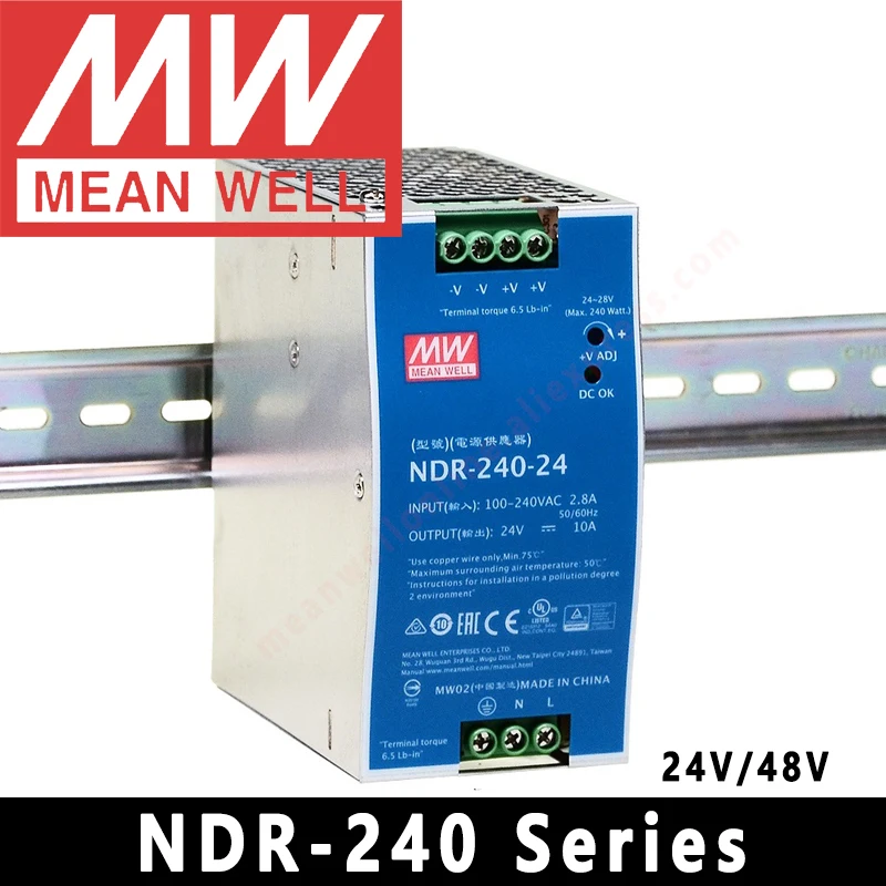 Адаптер источника питания Mean Well для DIN-рейки тонкий размер