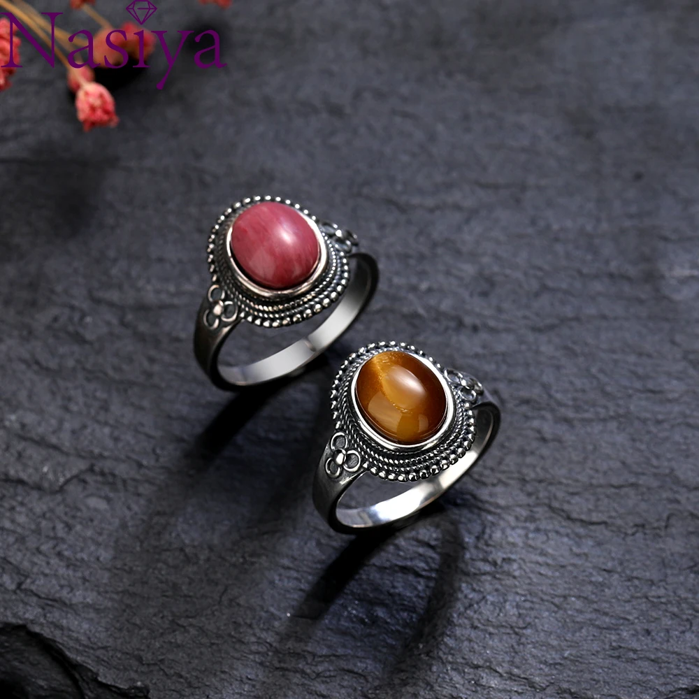 

8x10MM Natural Kyanite Rings 925 Silver Jewelry Various Gemstones Rings for Women Daily Anniversary Birthday Party Jewelry Gift