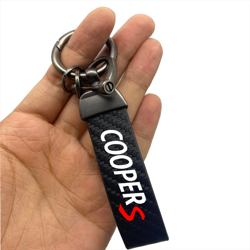 

High-Grade Carbon Leather Car Key Chain for For Mini Cooper One S JCW R55 R56 R50 R53 R60 F55 F56 Countryman