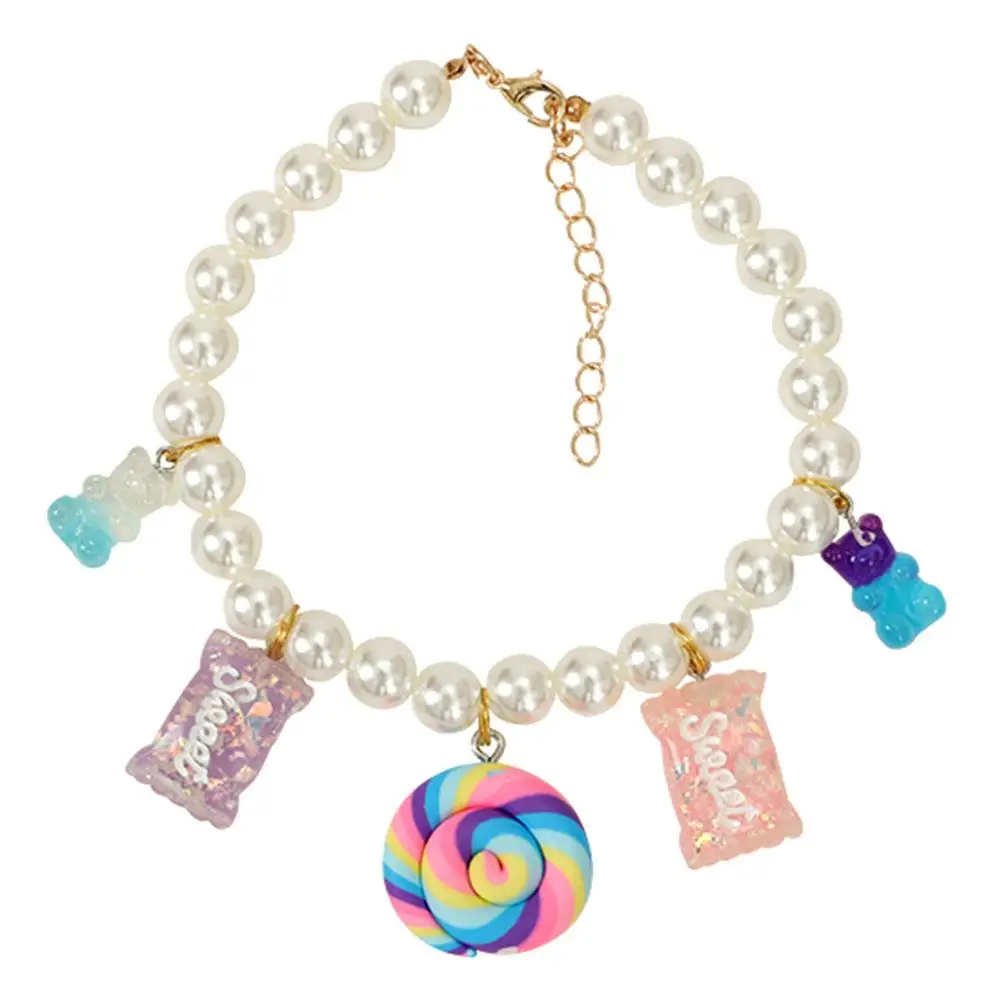 

NEW Pet Dog Pearl Collar With Ornament Adjustable Length Necklace Cat Neck Accessories Pet Supplies