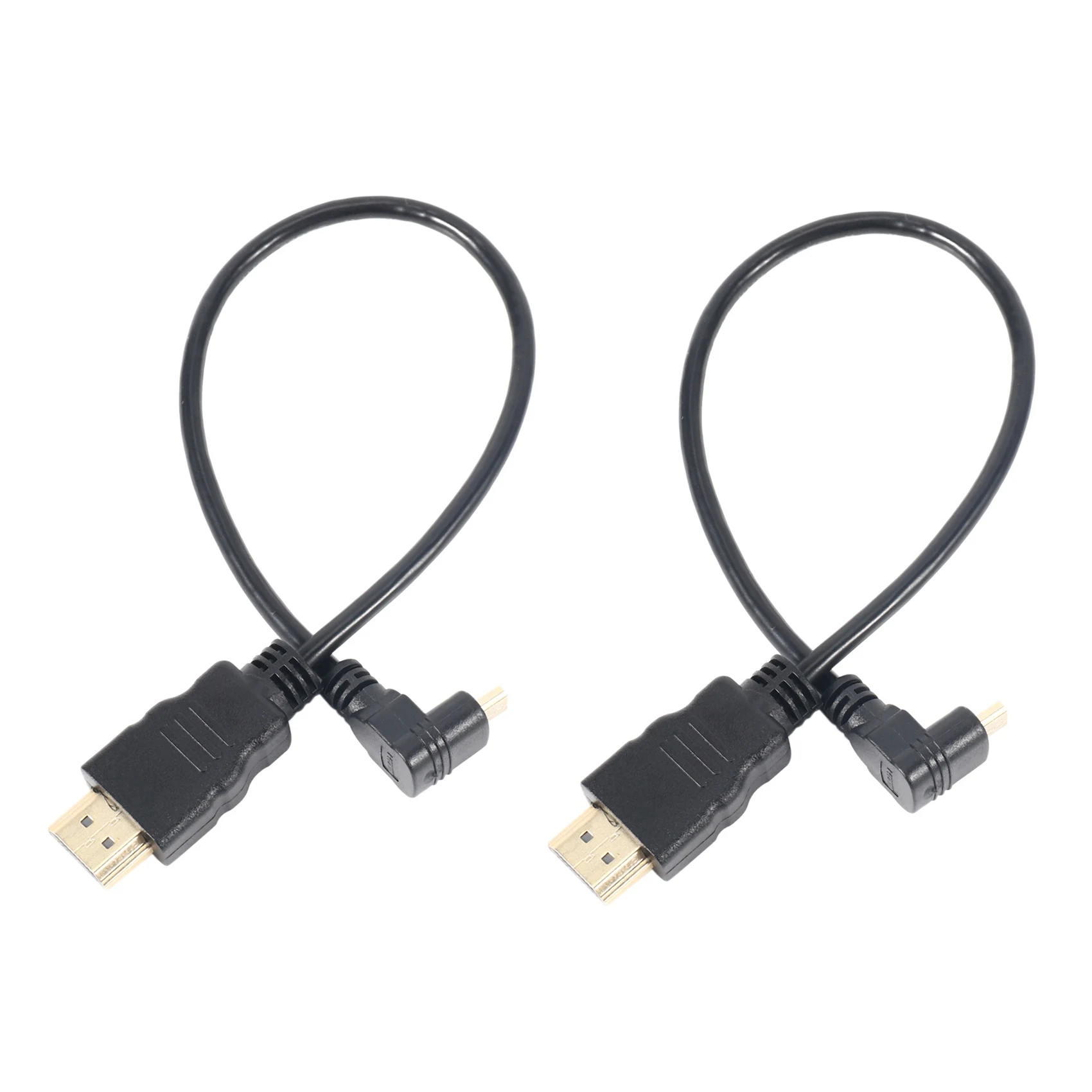 2X 30cm Micro-HDMI Right Angle Male to HDMI Male (90 Degrees) - Supports 4K (Type B)