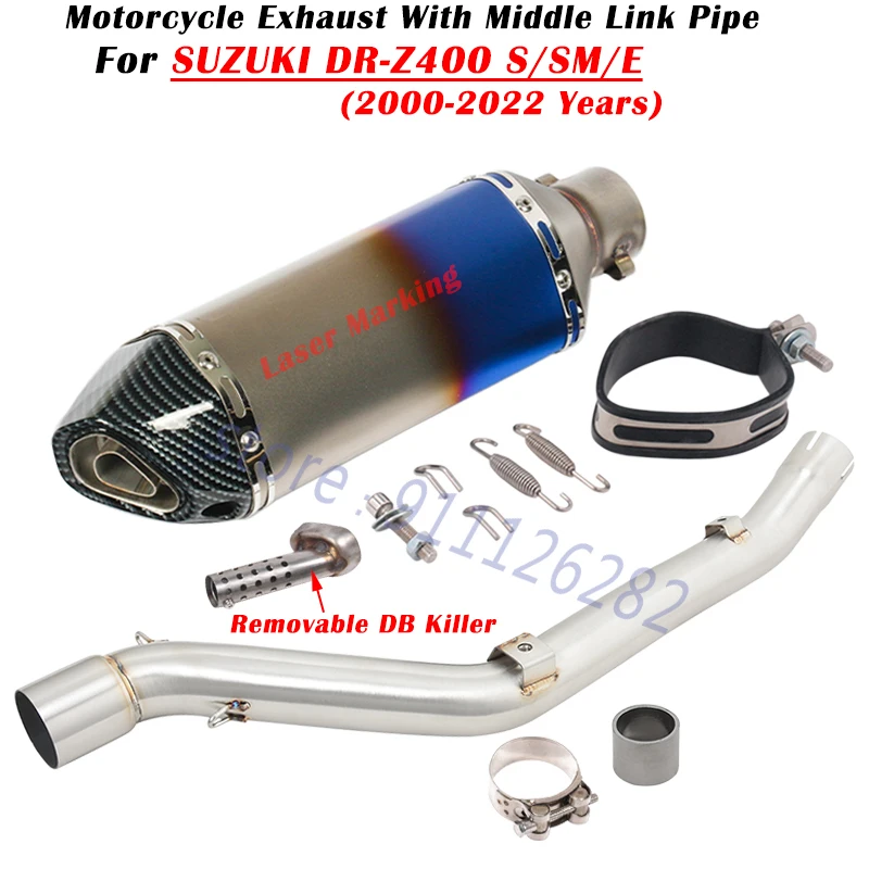 For SUZUKI DR-Z400 DRZ400 DRZ DR Z400 Z 400 S SM E 2000 - 2022 Motorcycle Exhaust Escape Modify Muffler Middle Pipe DB Killer enlarge