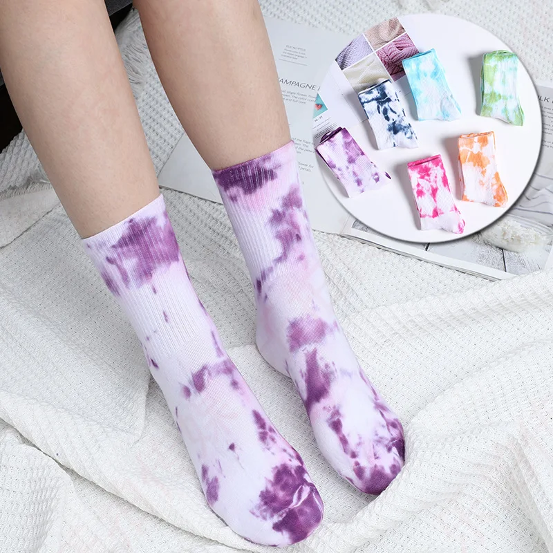 Fashion Colorful Cotton Women Socks Middle Tube Art Pattern Ladies Casual Dress Crew Socks Ankle Harajuku Sox Unisex Socks 6/Lot