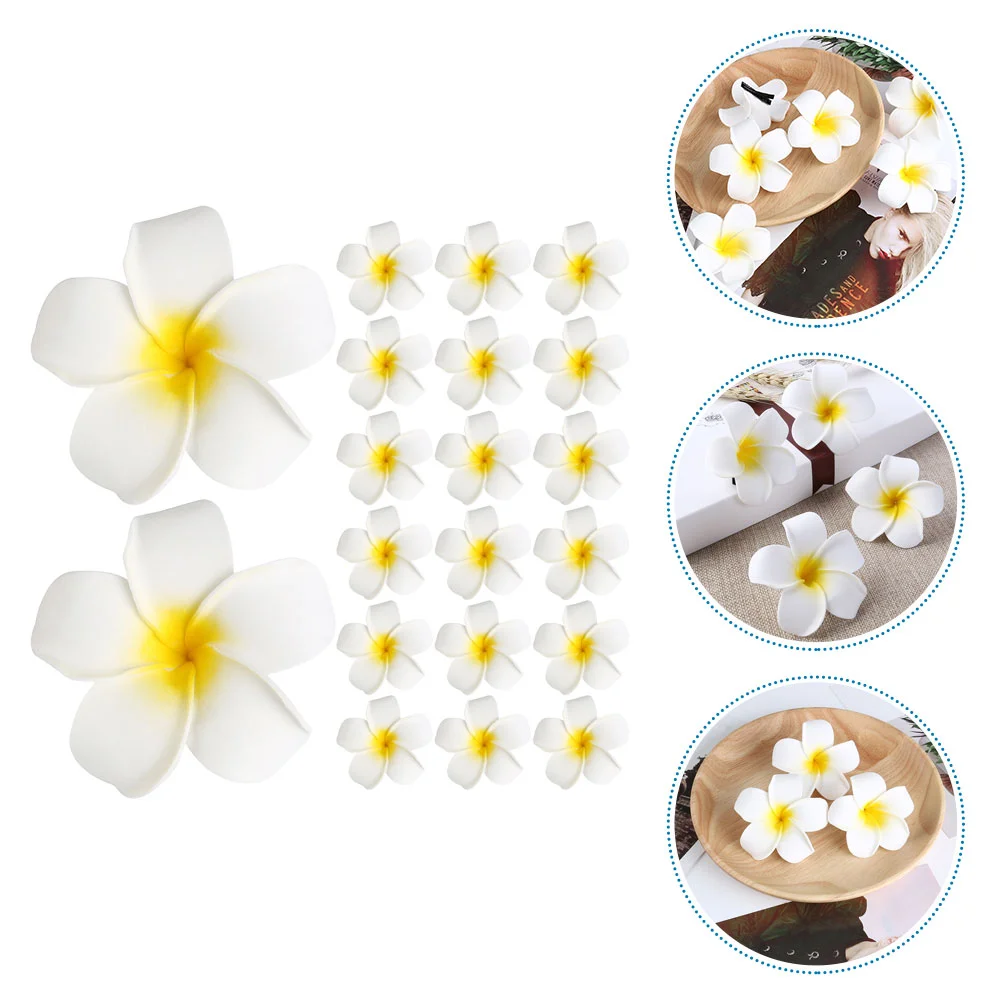 

20 Pcs Artificial Frangipani Flower Hair Clip Wedding Headdress Accessory Accessories Plumeria Barrette Thin Iron Pin Miss