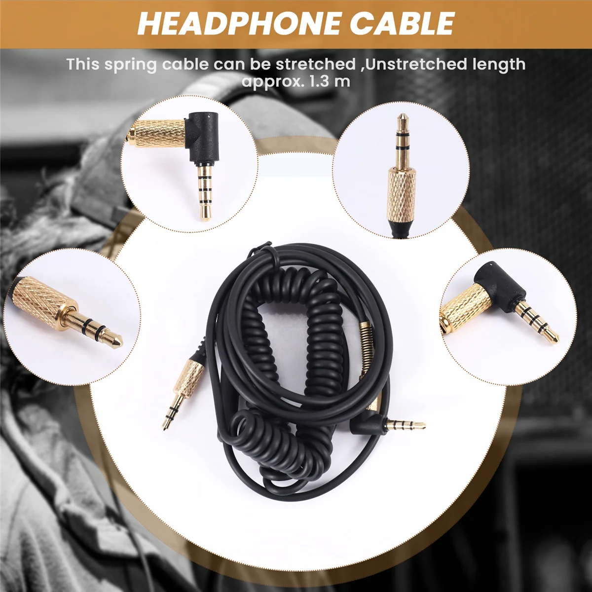 Пружинный аудиокабель для наушников Marshall Major II 2 Monitor Bluetooth