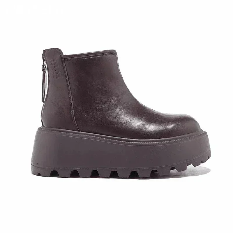 Женские ботильоны на платформе кожаные туфли высоком каблуке трендовые новые