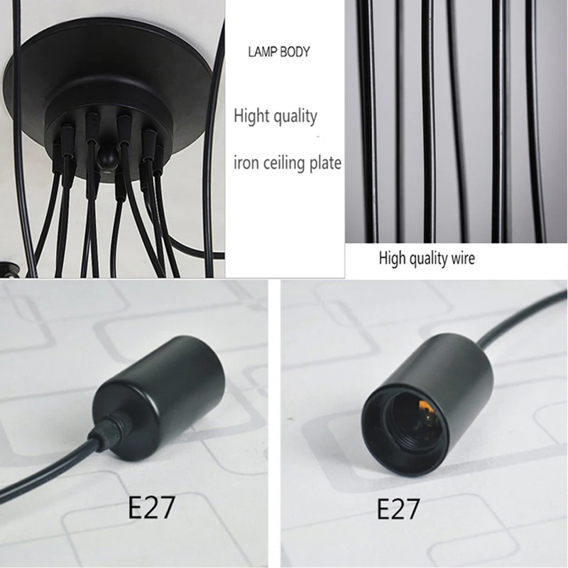 Nordic Spider Industriële Hanglamp E27 3/6/8/10/12/14 Heads Opknoping Lampen Lengte 120/160/200cm Hanger Lichten