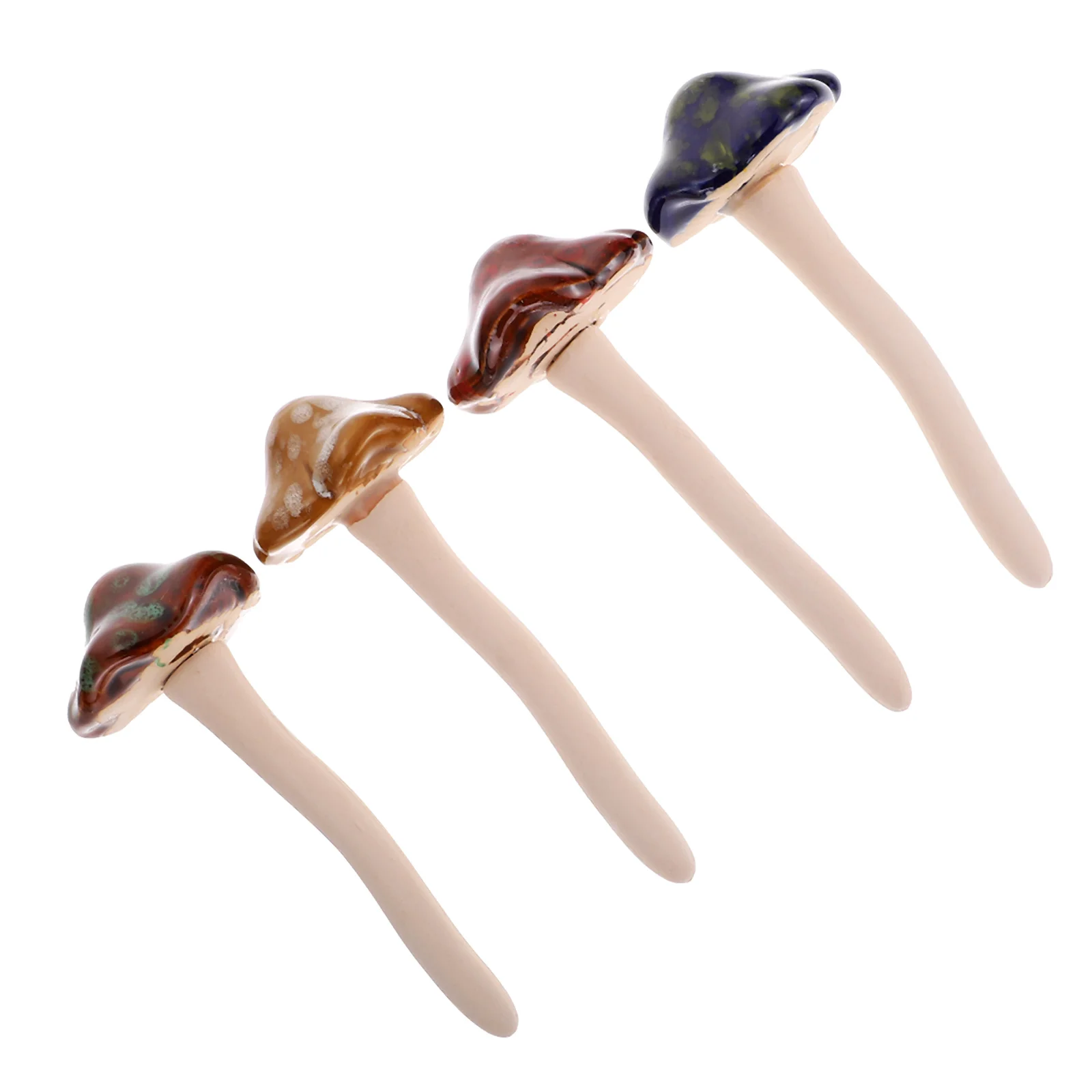 

4pcs Fairy Garden Mushroom Stakes Ceramic Mushroom Figurine Mushroom Decorations