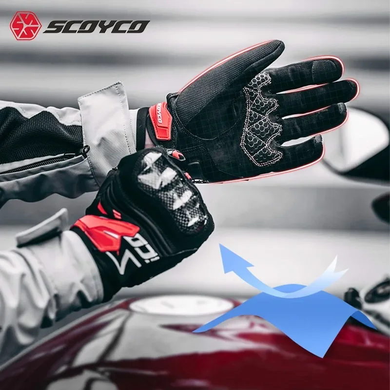 SCOYCO летние гоночные мотоциклетные перчатки дышащие сетчатые с сенсорной