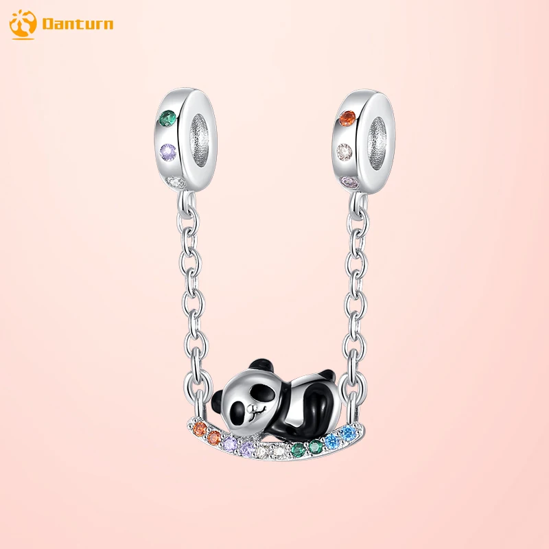 Danturn серебряные бусины 925 пробы Panda качели защитная цепь подходит для
