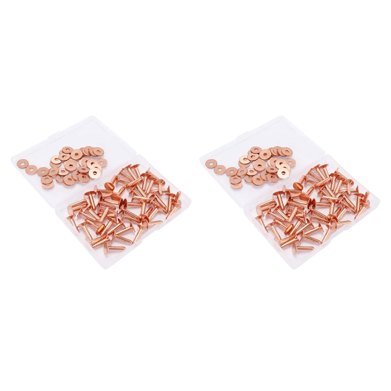 

100 Sets Copper Rivets And Burrs, Copper Rivets For Leather Belts Wallets Collars Leather DIY Craft Supplies 5/8 Inch