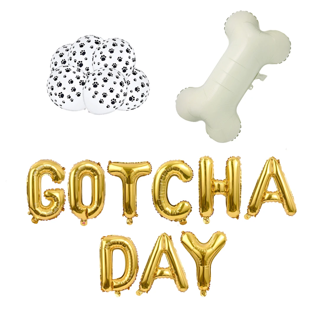 

Gotchaday Dog Bone Balloon Decoration Set Happy Gotcha Day Footprint Printed Balloons for Pet Dog Theme Birthday Party Supplies