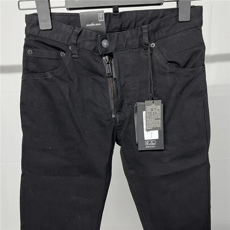 2024 весна/лето новые джинсы D2 модные мужские потертые водой нашивки с дырками