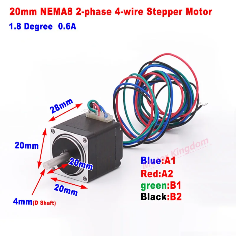 

20BYGH NEMA 8 1.8 Deg 20mm 2-Phase 4-Wire Hybrid Stepper Motor Robot 3D Printer