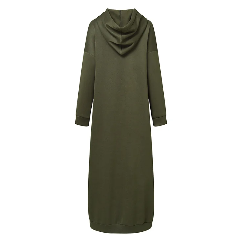 MISSJOY 2022 Fashion Hooded Muslim Women's Robe Dress Drawstring Long Sleeve Casual Loose Dubai Turkey New Sweater Robe