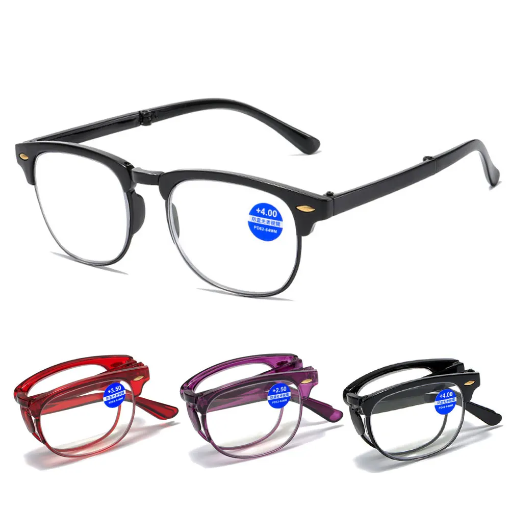 

Мужские очки для чтения складные HD очки с защитой от синего света ретро мужские очки для дальнозоркости от + 1,0 до + 4.0 женские и мужские